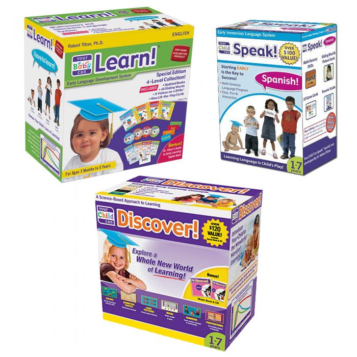 Your Baby Can Learn! 4-Level Kit, Your Child Can Speak! Spanish, and Your Child Can Discover! Trio Package